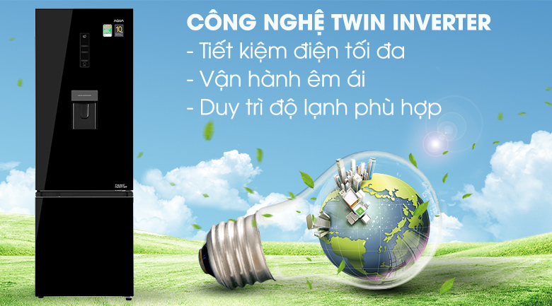 Tủ lạnh Aqua Inverter 320 lít AQR-B379MA(WGB)
