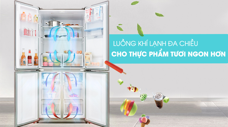 Luồng khí lạnh đa chiều làm lạnh hợp lý và đồng đều - Tủ lạnh Aqua Inverter 456 lít AQR-IGW525EM GB
