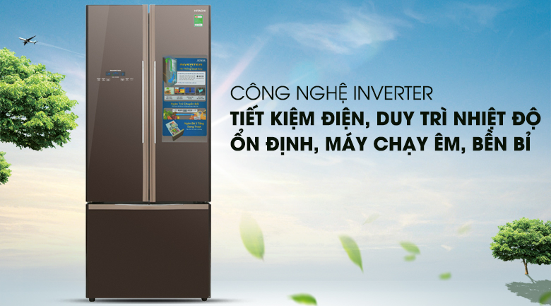 Tủ lạnh Inverter vận hành êm ái, ổn định - Tủ lạnh Hitachi Inverter 429 lít R-WB545PGV2 GBW