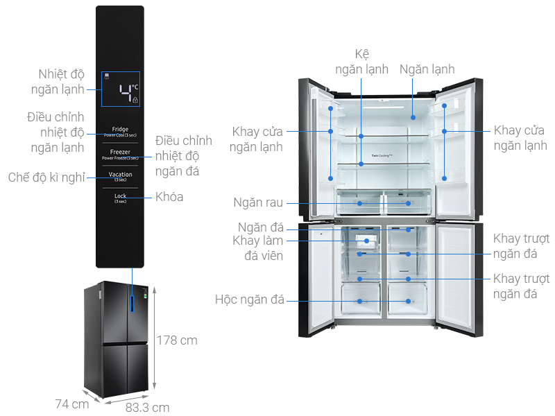 Tủ lạnh Samsung Inverter 488 lít RF48A4000B4/SV
