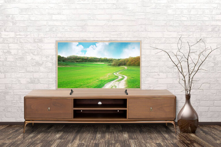 Empty interior of room with vase over brick wall background 3d rendering